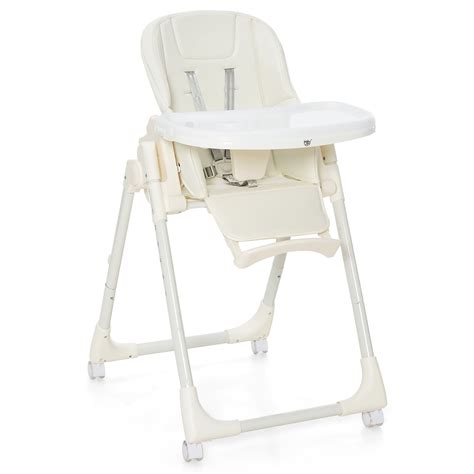 Babyjoy Foldable Highchair Baby Feeding Chair With 360° Rotating Wheels