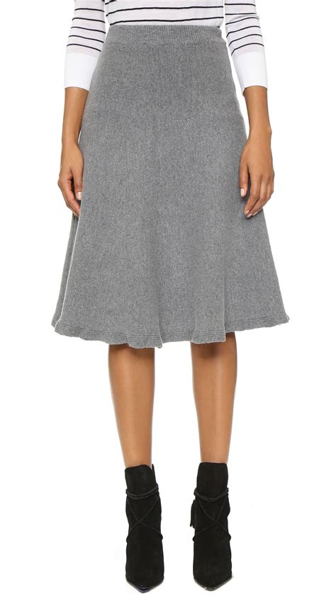 Joa Knit Full Skirt Grey In Gray Grey Lyst