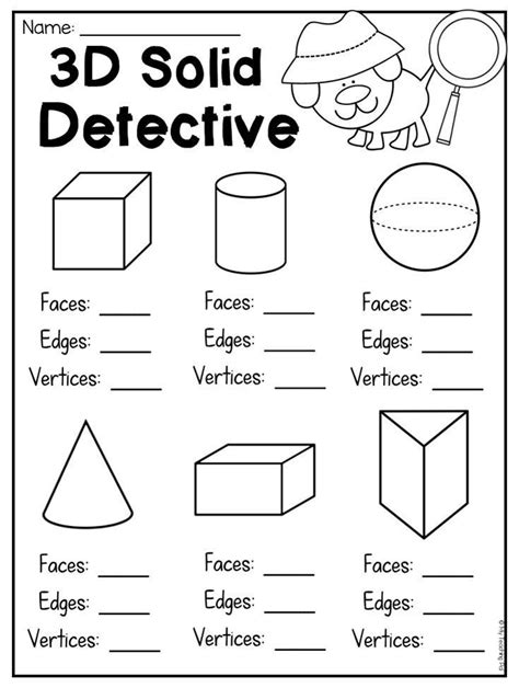 3d Solid Detective Worksheet For Students To Count Faces Edges And
