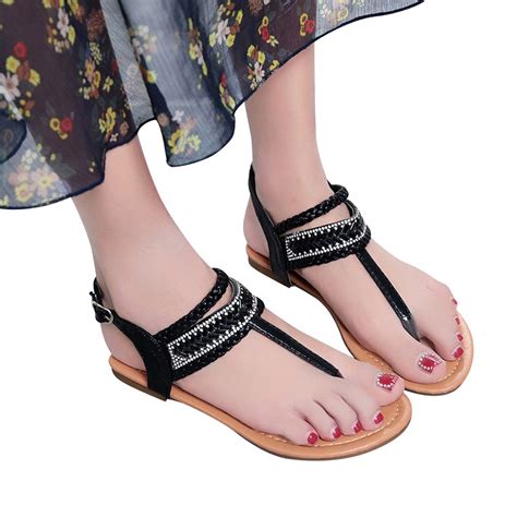 Woman Shoes Fashion Bohemian Twist Woven Toe Sandwich Flat Sandals Summer Beach Ladies Shoes 36