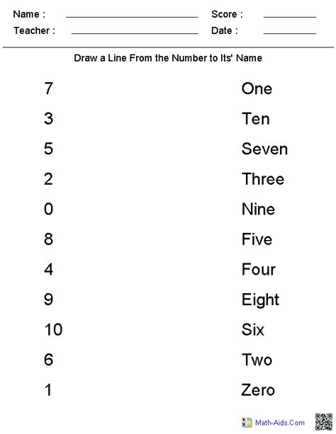 15 Best Images Of Matching Numbers 1 10 Worksheets Math Number