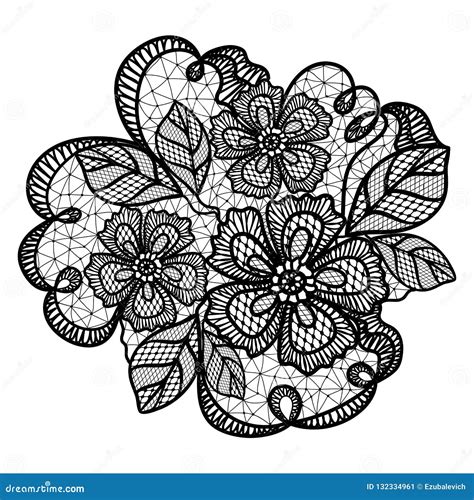 Black Lace Pattern With Flowers Stock Illustration Illustration Of