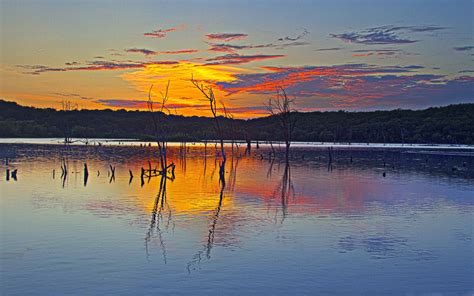 Sunset Reflection Clinton Lake Mac Wallpaper Download Allmacwallpaper