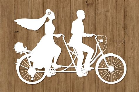 Wedding Tandem Bike Bride And Groom Svg Files For Silhouette Etsy