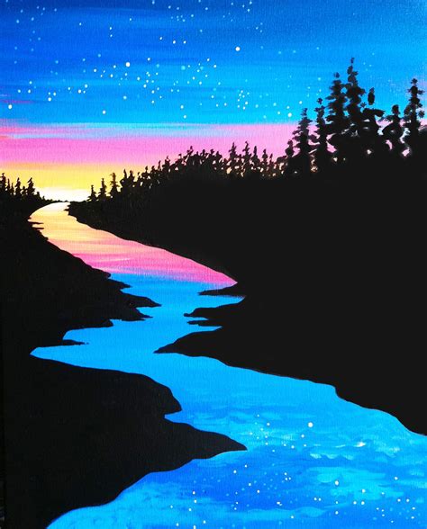 Night Sky Oil Pastel Drawing Sunset ~ Night Sky Oil Pastel Scenery