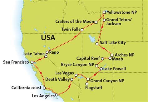 National Parks Western United States Map