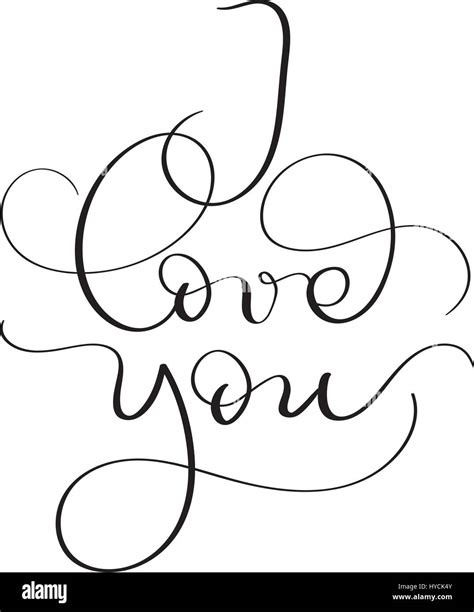 I Love You Text On White Background Hand Drawn Vintage Calligraphy
