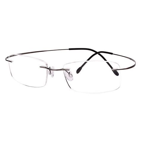 Buy Agstum Pure Titanium Rimless Frame Prescription Hingeless Eyeglasses Rx Gun Metal At