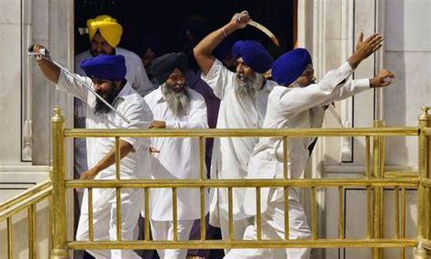 Dramatic Moment Sword Fight Breaks Out Between Crowd Of Sikhs At Temple