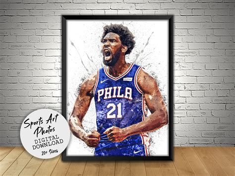 Joel Embiid Poster Philadelphia 76ers Wall Art Printable Etsy
