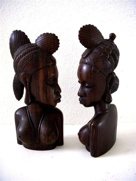 Hand Carved Wood Figurine Vintage African Ebony Wood Carved Statue Art And Collectibles Sculpture