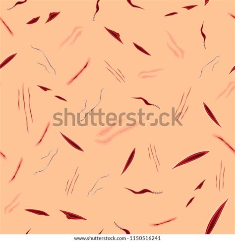 Abstract Seamless Pattern Various Bloody Wounds Stock Vector Royalty
