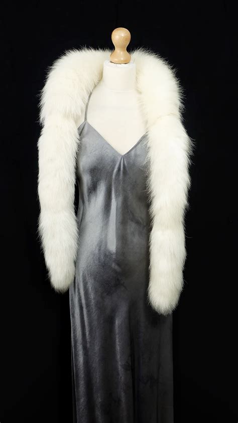 Vintage Large Whitebluearctic Real Fox Fur Boascarfstole 1920s