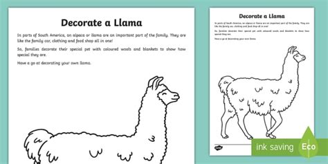 Decorate An Alpaca Worksheet Hecho Por Educadores Twinkl