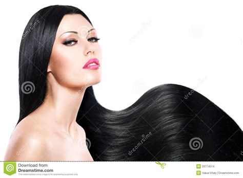 Beautiful Woman With Long Black Hair Stock Photo Image