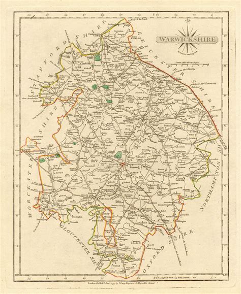 Antique County Map Of Warwickshire By John Cary Original Outline