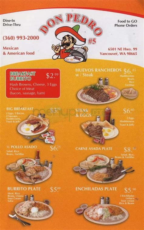Cactus mexican grill boston 2800 zomato, cactus mexican grill menu, cactus mexican. Menu of Don Pedro Mexican Restaurant in Vancouver, WA 98665