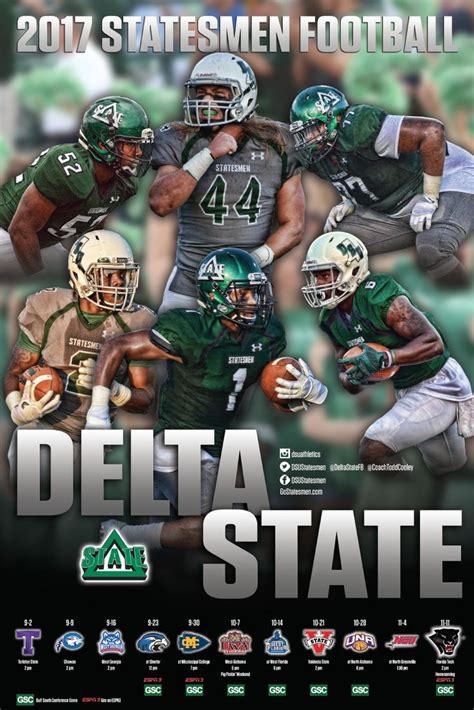Delta State Football Schedule Poster Football Helmets Football Branding