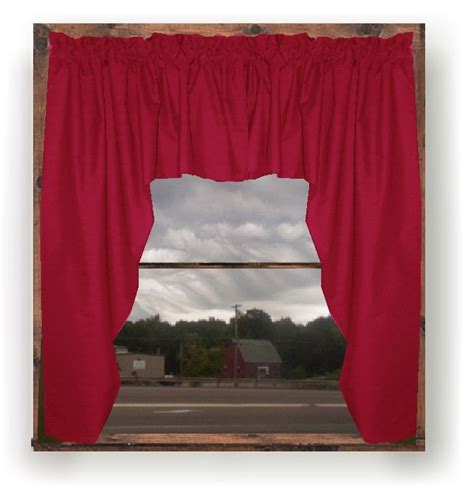 Solid Red Colored Swag Window Valance Optional Center Piece Available