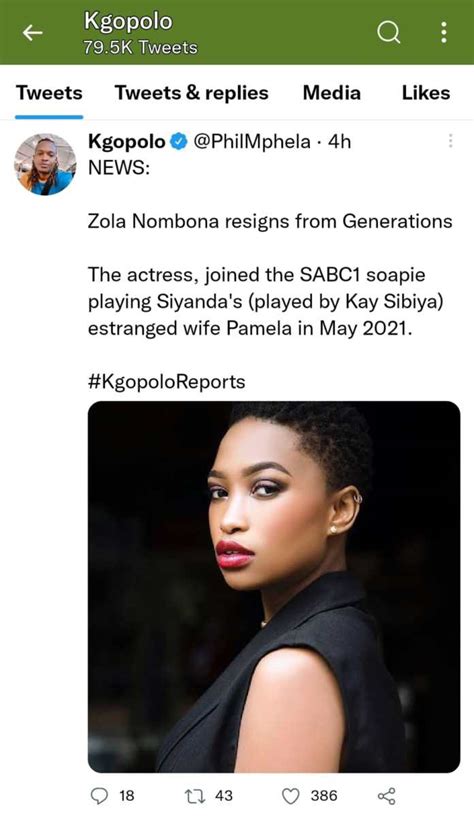 Actress Zola Nombona Resigns From Generations The Legacy South