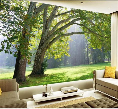 3d Photo Wallpaper Custom Mural Living Room Green Scenery Woods Forest