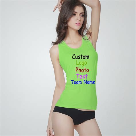 Sleeveless Sexy Night Club Female Women Tanks Top T Shirt Custom Logo Photo Text Printed Fashion