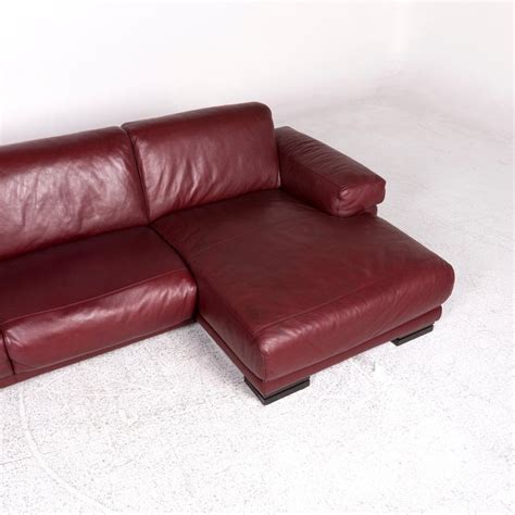 Natuzzi red leather sectional sofa, 2 pc, right hand : Natuzzi Leather Corner Sofa Bordeaux Red Sofa Couch For ...