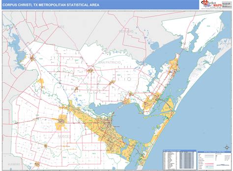 Corpus Christi Tx Metro Area Wall Map Basic Style By Marketmaps