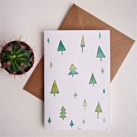 31 easy watercolor art ideas for beginners. Handmade Original Watercolour Trees Card By Kabinshop ...