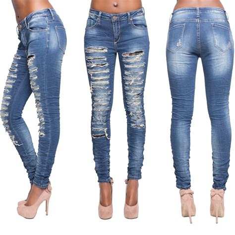 New Womens Sexy Ripped Faded Skinny Jean Ladies Slim Fit Stretch Denim