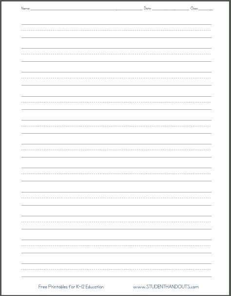 blank lined paper handwriting practice worksheet student handouts handwriting practice paper