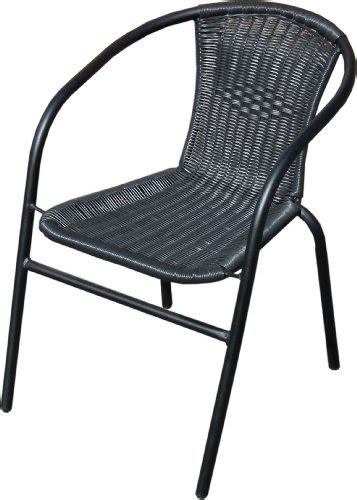 Waterproof outdoor furniture rattan chair wicker stacking chair. Black Outdoor Wicker Rattan Bistro Chair Metal Frame Woven ...
