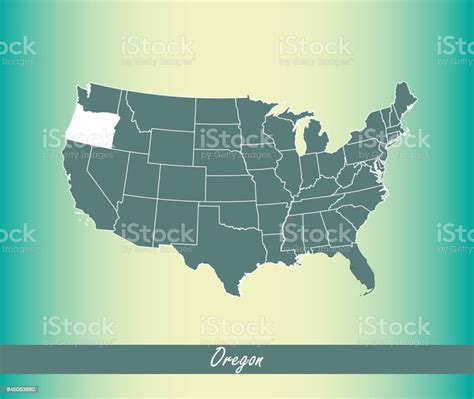 Oregon Map Vector Outline Illustration Highlighted In United States Map