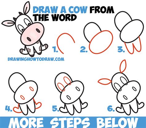 These are easy to use for both adults and children. How to Draw a Cute Cartoon Kawaii Cow Word Toon Easy Step by Step Drawing Tutorial for Kids ...