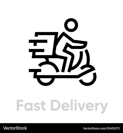 Fast Delivery Bike Icon Editable Line Royalty Free Vector