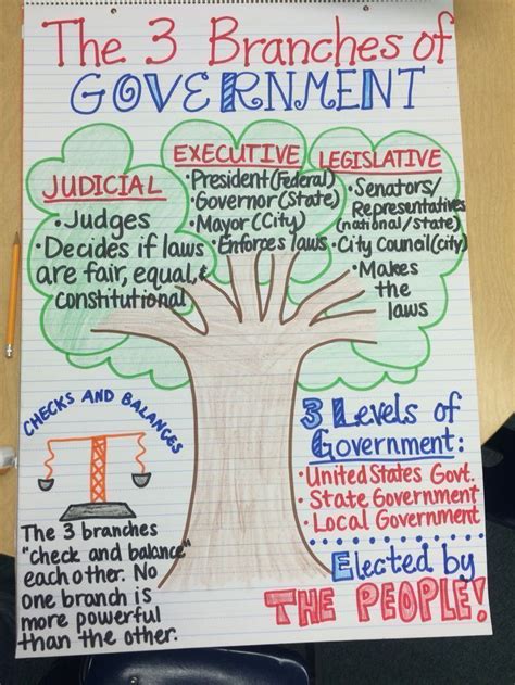 The 3 Branches Of Government Anchor Chart Social Studies Anchor