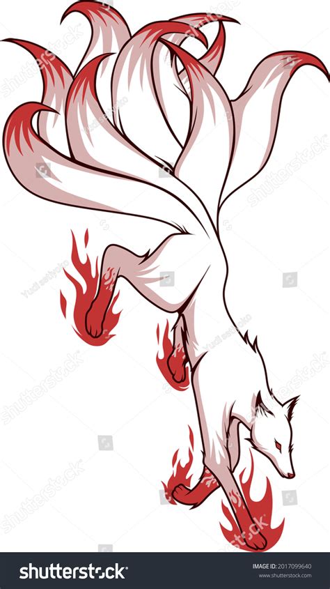 Magic Nine Tail Fox Flying White Stock Vector Royalty Free 2017099640