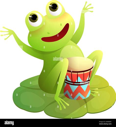 Concert With Frog Playing Drums On Waterlily Pod Stock Vector Image