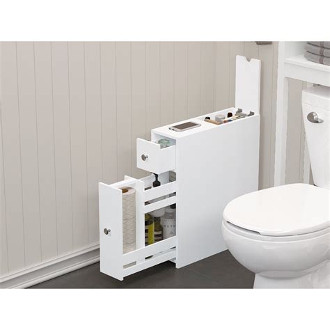 Spirich Slim Bathroom Storage Cabinet Free Standing Toilet Paper