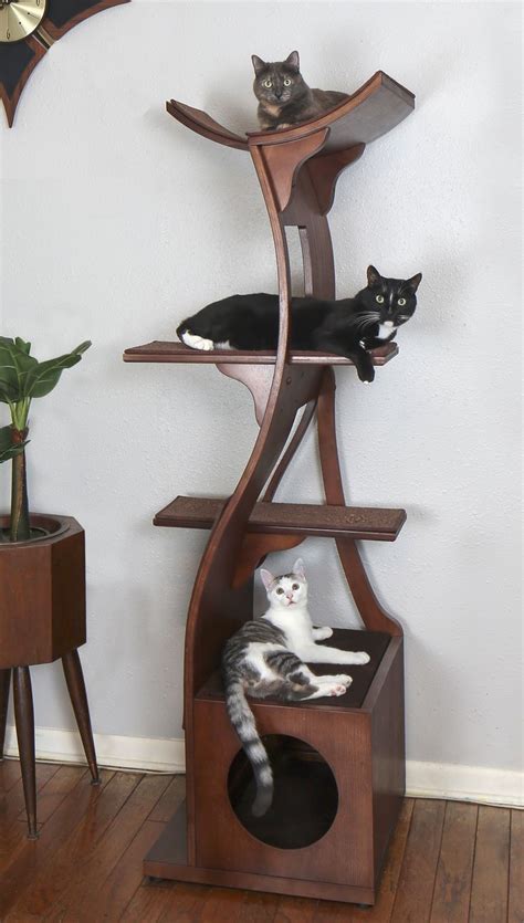 The Refined Feline Modern Cat Tree Felt Cat Cave