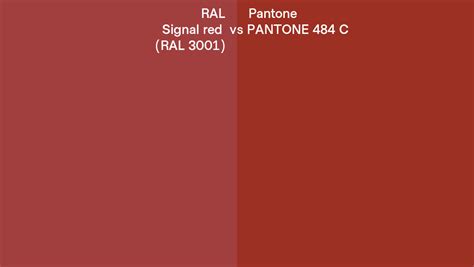 Ral Signal Red Ral 3001 Vs Pantone 484 C Side By Side Comparison