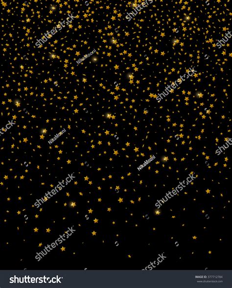 Gold Glitter Falling Stars Golden Sparkle Star On Black