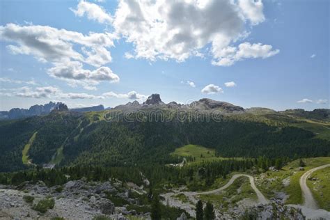Falzarego Pass In Natural Park Dolomites Italy Country Editorial Stock