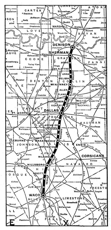 Texas Electric Railway Company Tex Map Showing Route In 1945