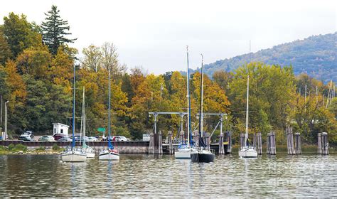 Autumn At Lake Champlain Ferry Pier Charlotte Vermont Photograph By