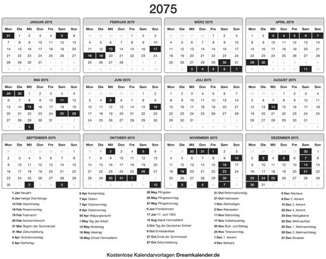 Kalender 2075