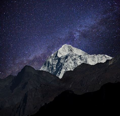 Milky Way Over Mountain Makalu Nepal Milky Way Himalaya Makalu
