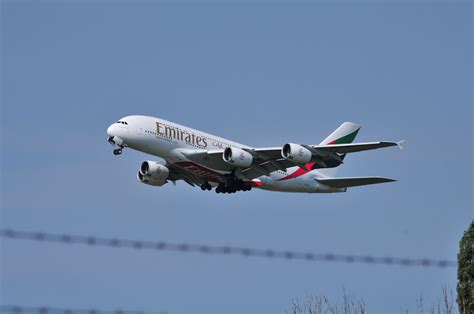 Emirates Airbus A380 Taking Off Schiphol Airport Emirates Airbus