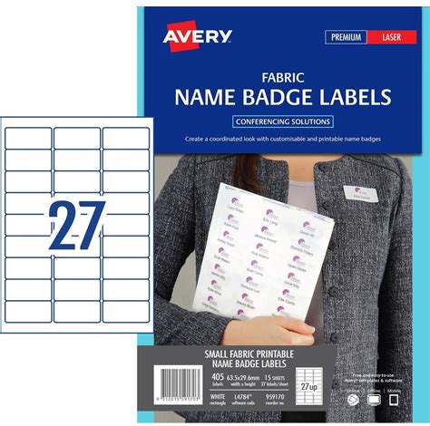 Avery Fabric Name Badge Labels For Laser Printers 635 X 296 Mm 405 L