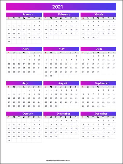 Calendar 2021 Editable Printable The Calendar